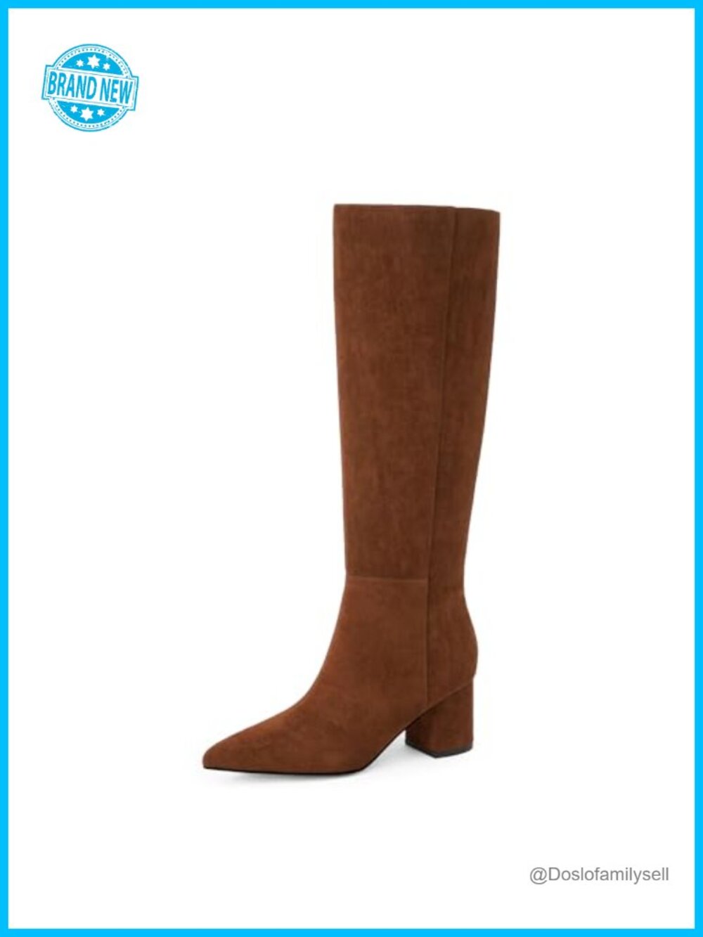 Women's Knee High Boots Chunky Low Heel Pointed Toe Faux Suede Tall Boots